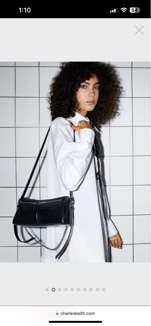 Charles Keith Rachel Elongated Front-Pocket Chain-Handle Bag