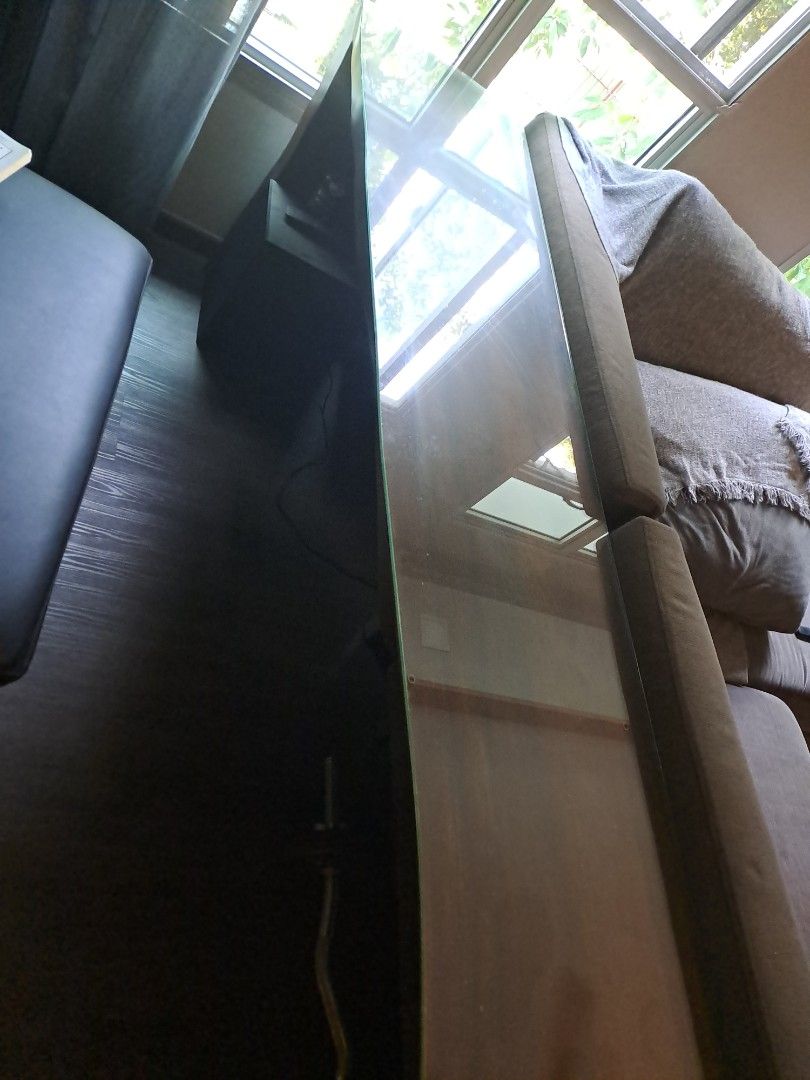 Console table (Category: Tables & Sets) located in Singapore. Submitted by sbram (Listing ID 1389540581, Image 2). Description: rarely used custom mahogany table with glass, 2.7m length x 45cm width x 74cm height. bought for 1.5k table + 1k glass letting go together at 1k neg selling due to moving house.