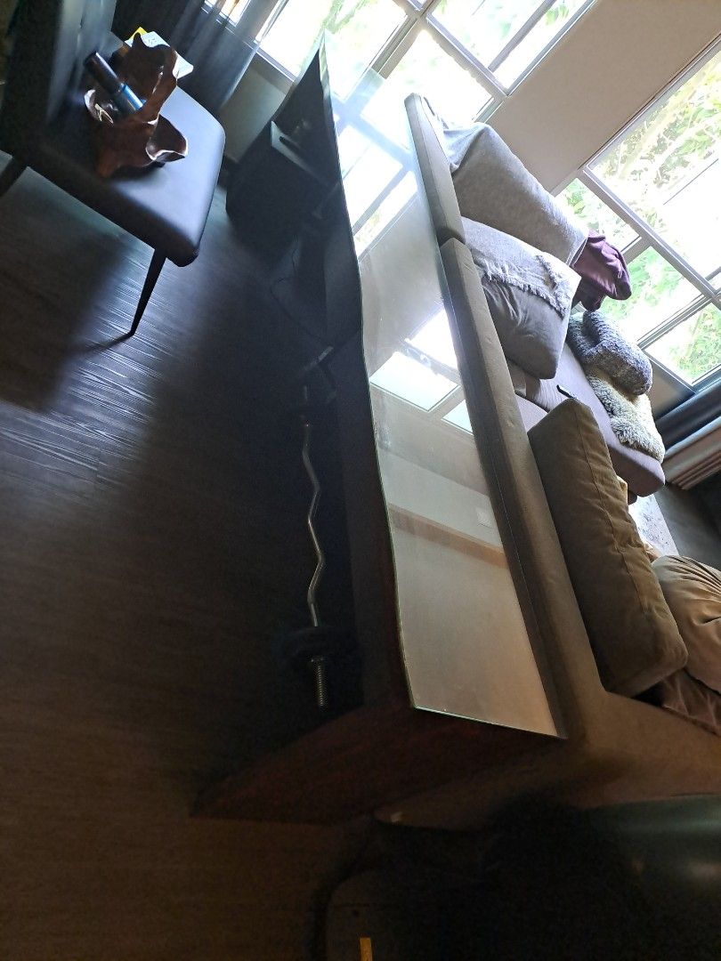 Console table (Category: Tables & Sets) located in Singapore. Submitted by sbram (Listing ID 1389540581, Image 1). Description: rarely used custom mahogany table with glass, 2.7m length x 45cm width x 74cm height. bought for 1.5k table + 1k glass letting go together at 1k neg selling due to moving house.
