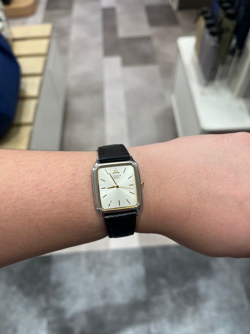 Credor Gilded Tank 8J81-5020 (Category: Luxury Watches) located in Taguig. Submitted by ThestralFright (Listing ID 1389627258, Image 1). Description: Seiko Credor Gilded Tank 8J81-5020 With new Tochigi Leather black strap, handmade in Japan. No clouding in the crystal. Dial has decent patina. New battery installed, no history of battery leaks. Sold in an as-is basis. Flaws such as scratches and dents are expected when buying second hand watches. 