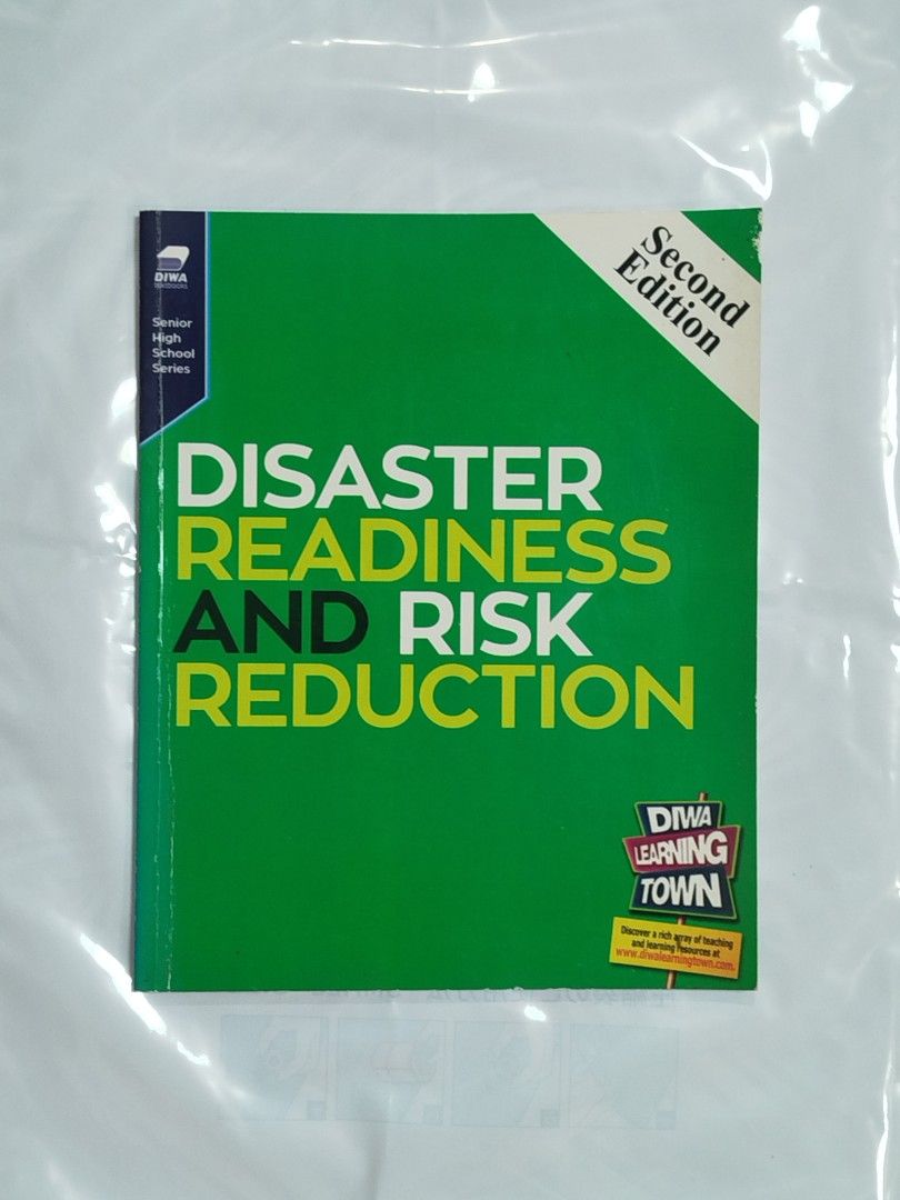 Disaster Readiness and Risk Reduction (Second Edition) - SHS Book (Category: Textbooks) located in Cabanatuan. Submitted by sbsmhariel (Listing ID 1389640503, Image 2). Description: Disaster Readiness and Risk Reduction (Second Edition) - SHS Book Diwa Learning Systems Inc. - bought for 600 pesos - pandemic books: not used often due to asynchronous classes - walang sulat at all minor issue: yellowish parts and small dents RFS: decluttering.