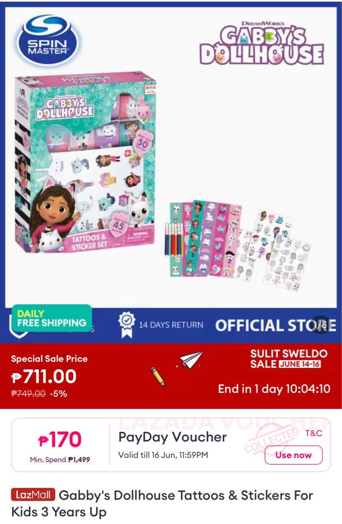 Gabbys dollhouse sticker (Category: Designer & Blind Box Toys) located in Manila. Submitted by stuffandthingsdeclutter (Listing ID 1389597917, Image 2). Description: Box is still in good condition .