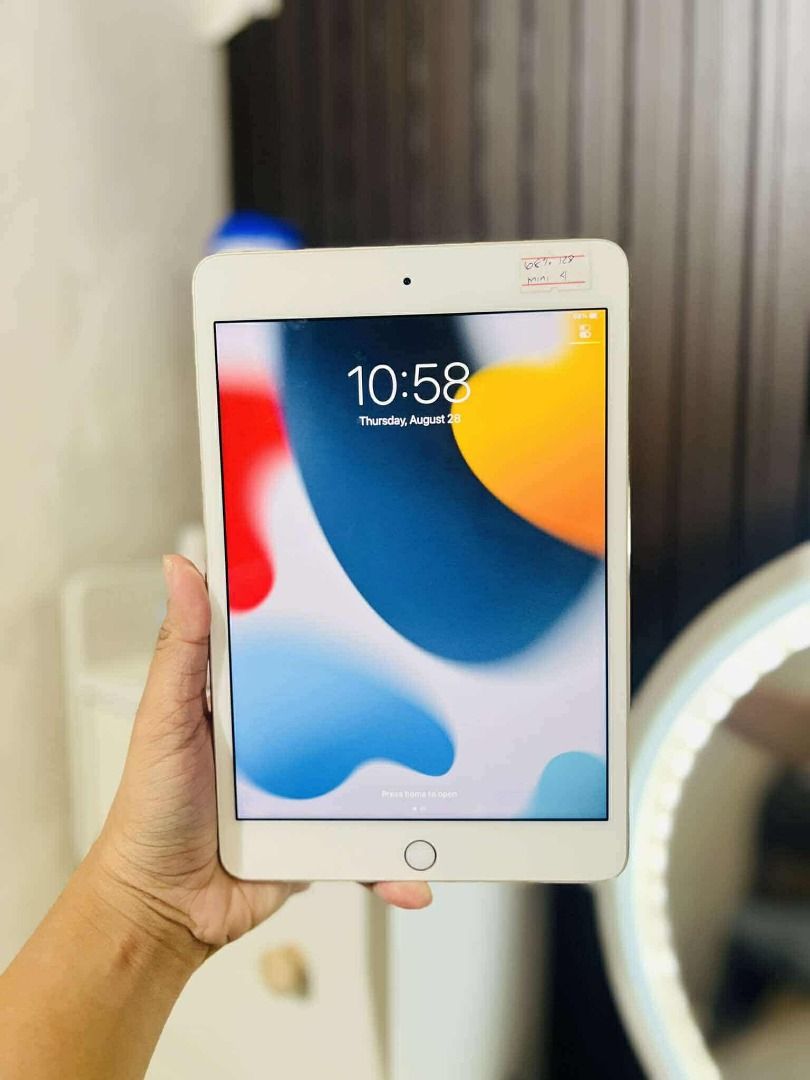 IPAD MINI 4 128GB WIFI 7.9 INCHES (Category: iPad) located in Quezon City. Submitted by mjmassortedfinds (Listing ID 1389640964, Image 2). Description: IPAD MINI 4 128GB WIFI 7.9 INCHES 5124 68 BATT HEALTH FINGERPRINT WORKING HOME BUTTON WORKING BOTH CAMERA WORKING UPDATED IOS VERSION (ios 15) ✅ORIGINAL SECONDHAND ✅MATAGAL MALOWBAT ✅ANY APPS CAN DOWNLOAD ✅SUPER LINAW CAMERA ✅NO RETURN/ NO REFUND CASH ON DELIVERY W/DP ₱4,999 (fixed) ONLY W/ CORD.