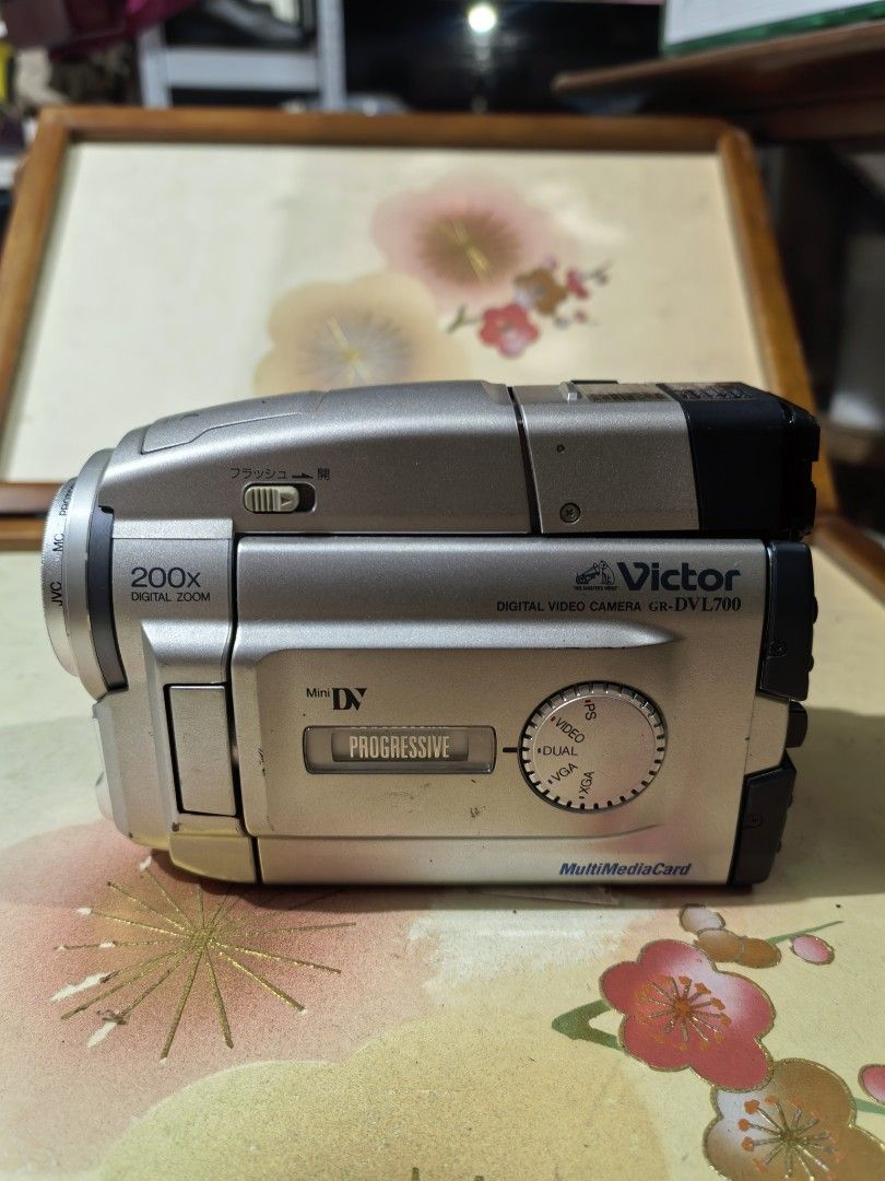 Mini DV Camcorder Model: GR-DVL700 (Category: Cameras) located in Cebu City. Submitted by dudes_villanueva (Listing ID 1389568836, Image 1). Description: Mini DV Camcorder Model: GR-DVL700 Note: Untested‼️‼️‼️ No Battery Pack. Sold as is. All sales final and Non-refundable. Condition: No Fungus. Lens cover cannot be opened Manually. Eye Rubber part is Lacking. See last pic. 📌Featuring a 200x digital zoom and progressive scan capabilities. 📌It u