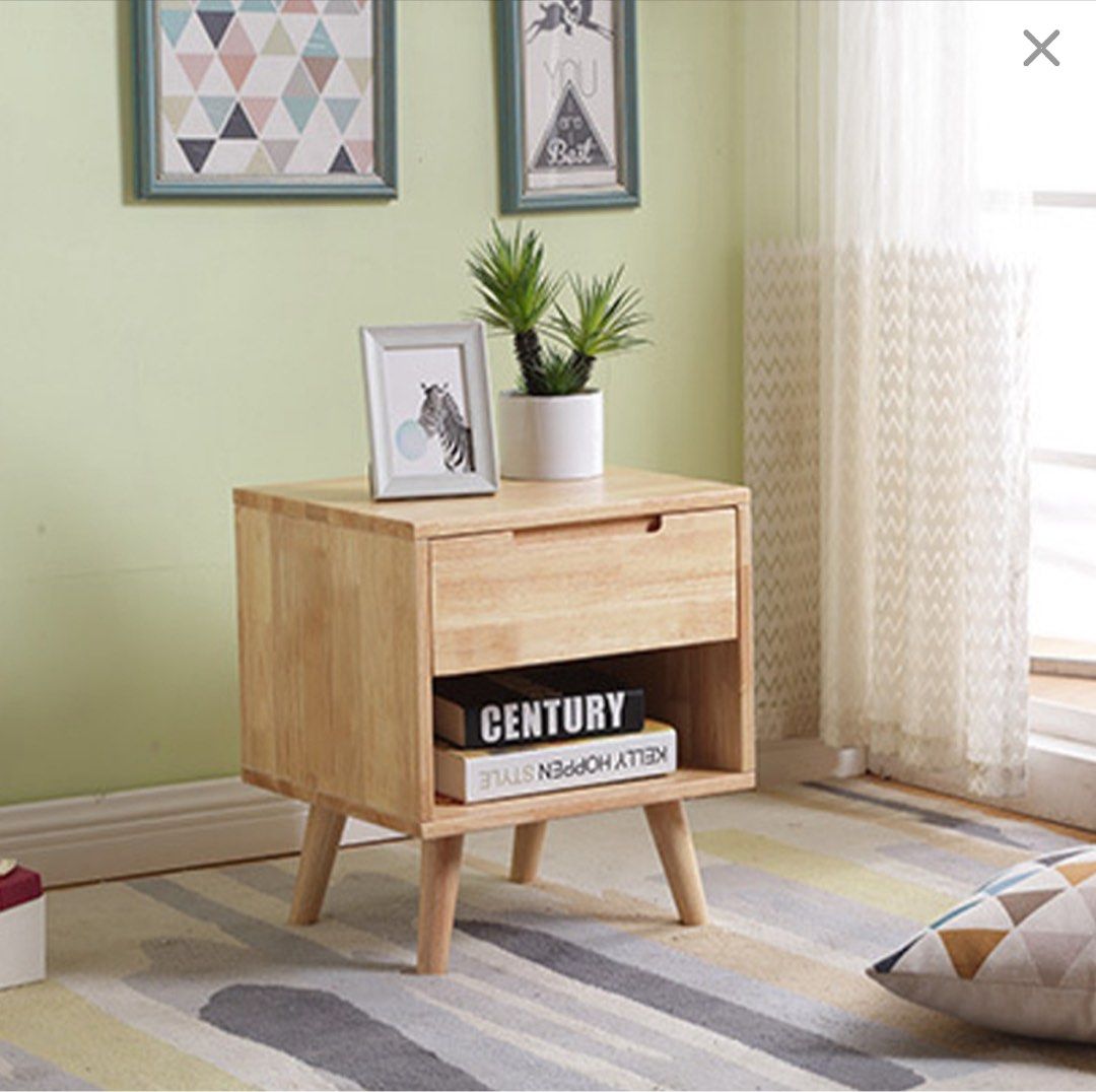 Side Table (Category: Tables & Sets) located in Quezon City. Submitted by marlo19 (Listing ID 1389549774, Image 1). Description: Bedside table 40cm x 43cm, height 50cm Material: rubberwood Very lightly used.