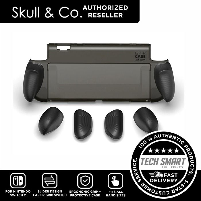 Skull & Co. GripCase for Nintendo Switch 2 (Category: Cases & Covers) located in Las Pinas. Submitted by techsmartph (Listing ID 1389499067, Image 1). Description: Black - PHP899 Blue & Red - PHP899 Black Bundle - PHP1899 Blue & Red Bundle - PHP1899 * GripCase for Nintendo Switch 2: * 2-in-1 design - ergonomic grip + protective case. * Interchangeable grips - 3 different designs to fit all hand sizes. * Ergonomic design - allows hours of play wit