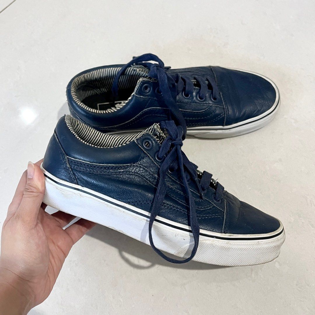 Vans Old Skool Leather Dress Blues Stripes Sneakers
