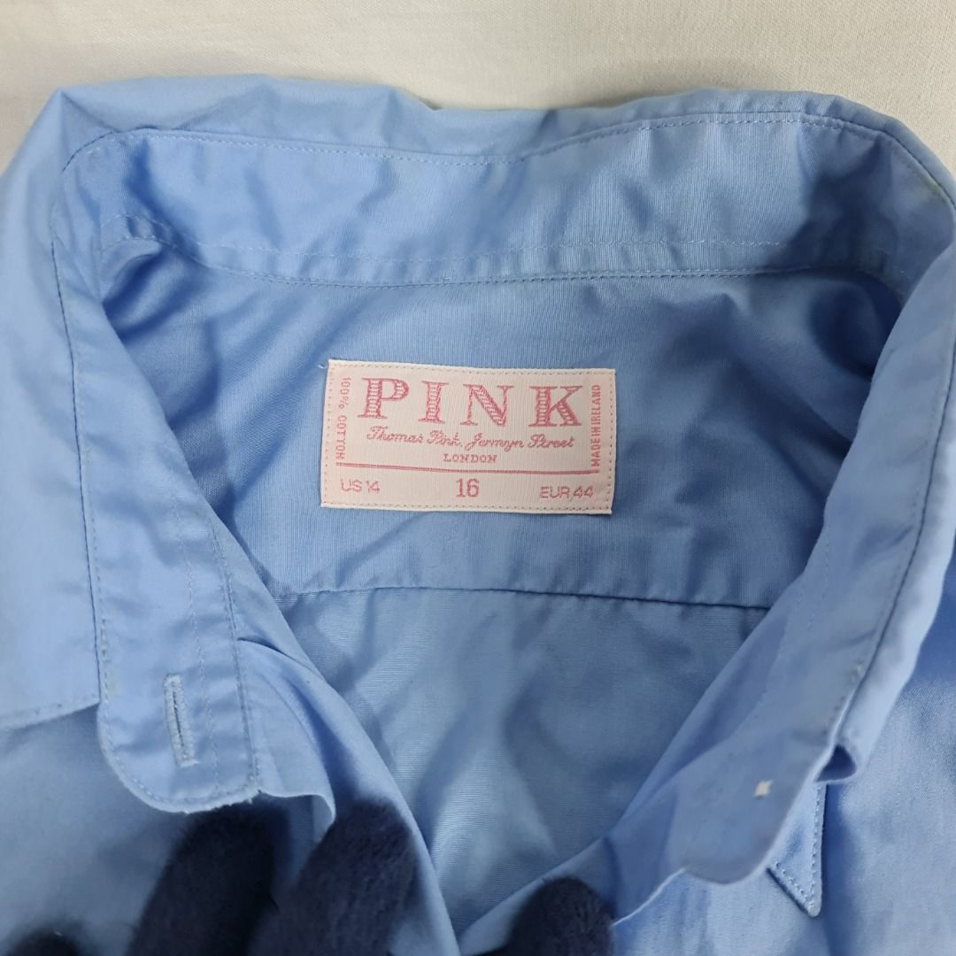 * * Thomas Pink - Declutter Sale 002 * * (Category: Formal Shirts) located in Quezon City. Submitted by jkr_kenshin (Listing ID 1384560761, Image 3). Description: Pre Loved Authentic Thomas Pink Item is used. Boxed and stored for a year Size is posted in the picture ______________________________ Blue / Vintage Made in Ireland US 14 / 16 / EUR 44 ______________________________ R E A D C A R E F U L L Y First to pay get the item Pay within 24hrs N