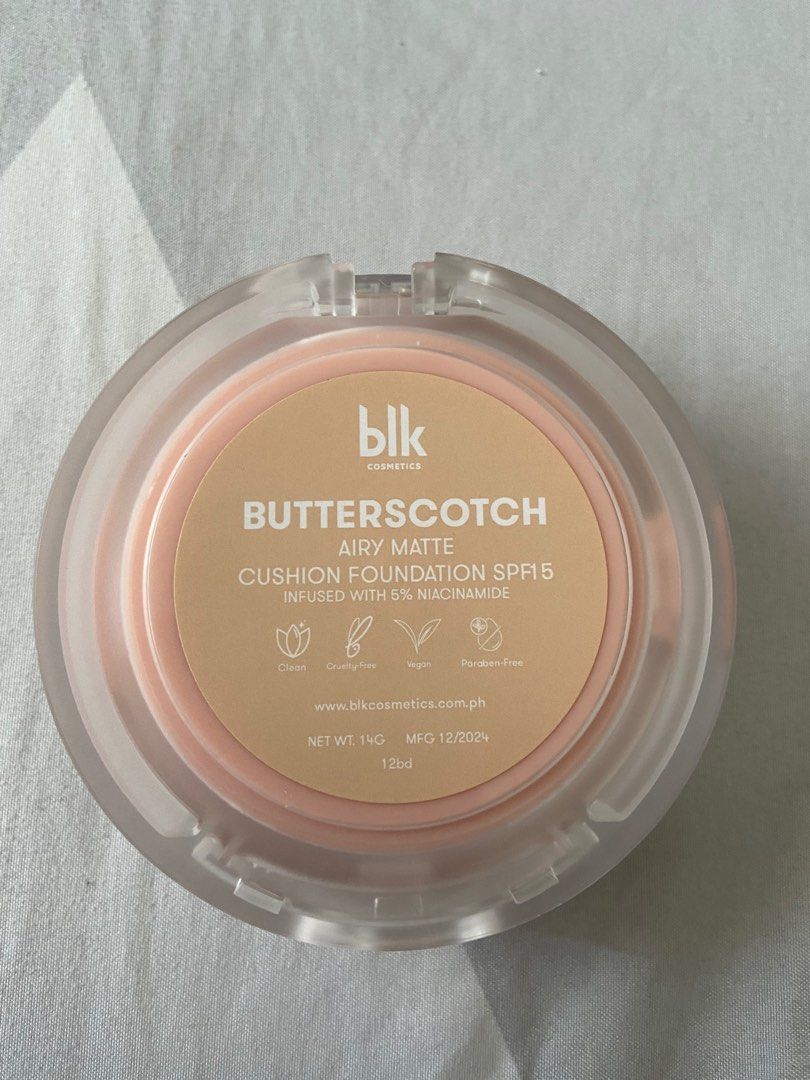 BLK AIRY MATTE CUSHION FOUNDATION (Category: Makeup) located in Valenzuela. Submitted by bagswardrobe (Listing ID 1384479593, Image 2). Description: FOR SALE ‼️ BLK AIRY MATTE CUSHION FOUNDATION Shade: Butterscotch Used once RFS: wrong shade 🥹 Original Price: ₱750 Selling Price: ₱650 📍Valenzuela.