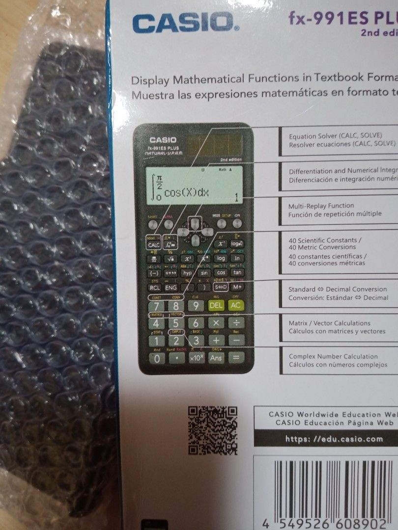 Casio FX 991ES PLUS 2nd Edition Scientific Calculator black (Category: Office & Business Technology) located in Tarlac. Submitted by lucym02 (Listing ID 1384502218, Image 2). Description: Casio FX 991ES PLUS 2nd Edition Scientific Calculator. solar and battery powered wt box and manuals bnew highly recommended for stem students 700+sf negotiable for meetup: location - tarlac city.