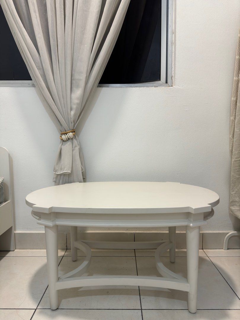 Coffee table (Category: Tables & Sets) located in Petaling Jaya. Submitted by naim417 (Listing ID 1384487467, Image 1). Description: Still new. Custom coffee table with white paint. Just open the plastic for cleaning the surface. Wood material 10/10 ✨.