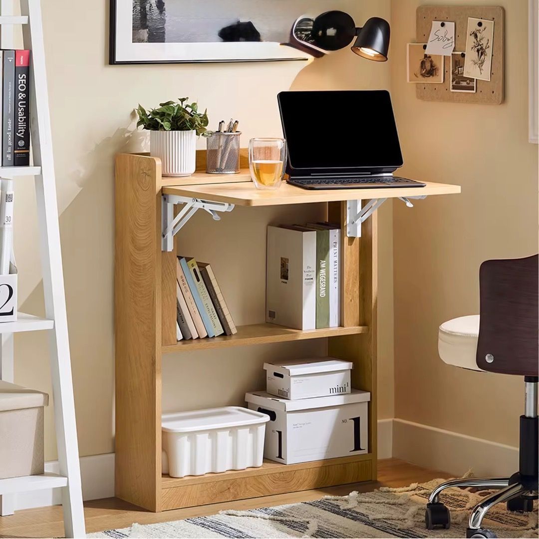 Foldable Study Table With Bookshelf | Adjustable Writing Table With ...