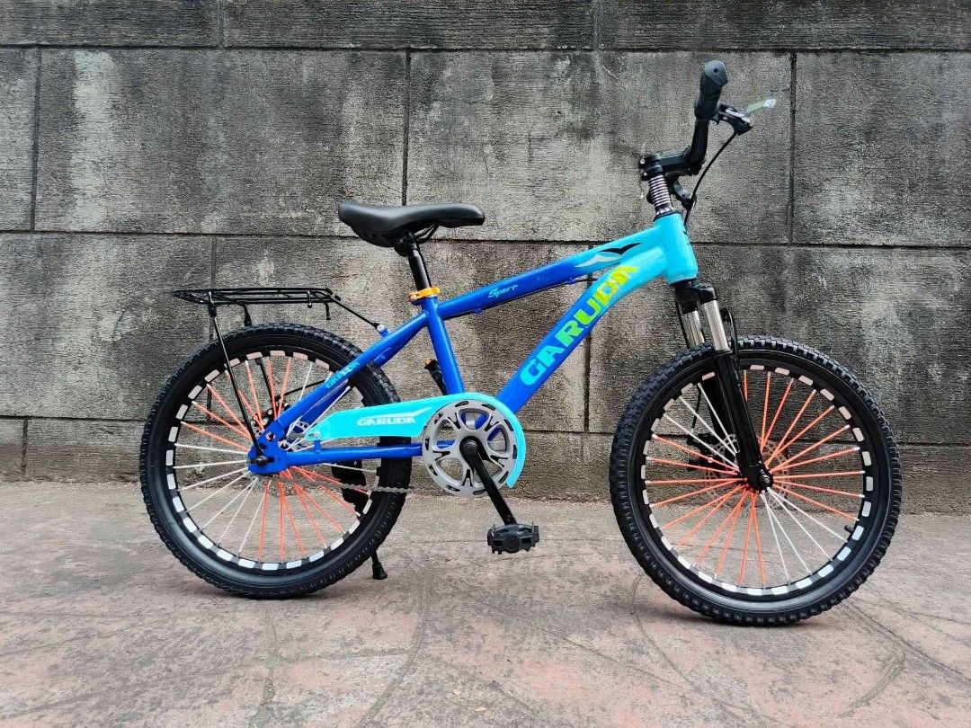 GARUDA MINI 2TONE MTB SIZE 20 (Category: Bicycles) located in Pasig City. Submitted by graceellaolshope (Listing ID 1384465583, Image 2). Description: GARUDA MINI 2TONE MTB SIZE 20 (#992) ✅FREE ASSEMBLE ▪️3,500 ONLY Available color 🚲Red yellow - 4 🚲Gray red - 4 🚲Gray blue - 2 🚲Blue lightblue - 1 QUICK SPECS: 🚴‍♂️TIRE SIZE 20ER 🚴‍♂️HIGH QUALITY STEEL FRAME 🚴‍♂️ALLOY RIM 🚴‍♂️ALLOY STEM 🚴‍♂️DUAL DISC BRAKE 🚴‍♂️SUSPENSION FORK 🚴‍♂️SINGLE S