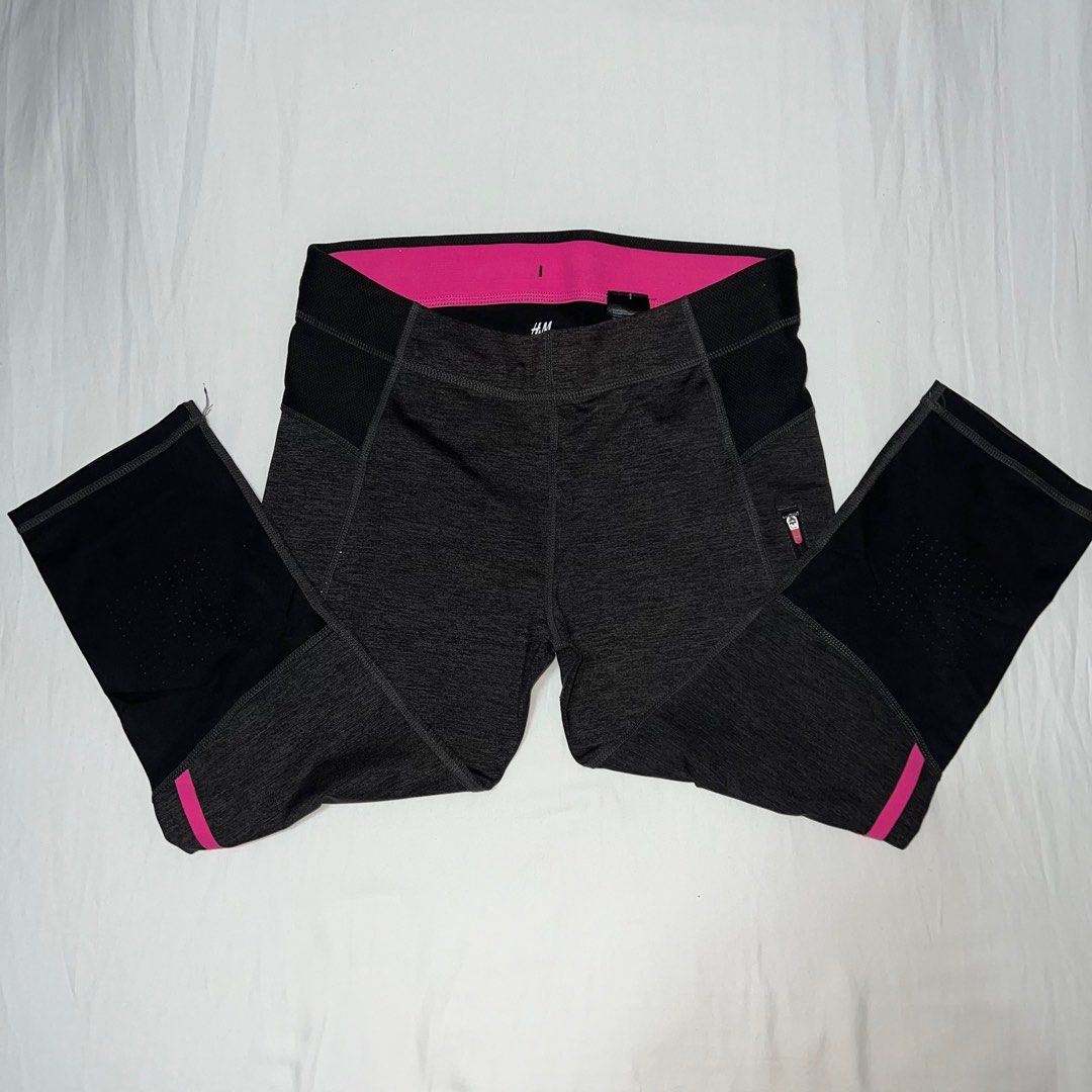 H&M Grey Leggings Activewear Workout (Category: Activewear) located in Quezon City. Submitted by v.etc (Listing ID 1384585616, Image 1). Description: Size MEDIUM on tag Well used Signs of use like faded printed gray lines on thigh area ✨Still useful!! ✨Has a small POCKET on the left thigh Width = approx. 15 inches Length = approx. 26.5 inches.