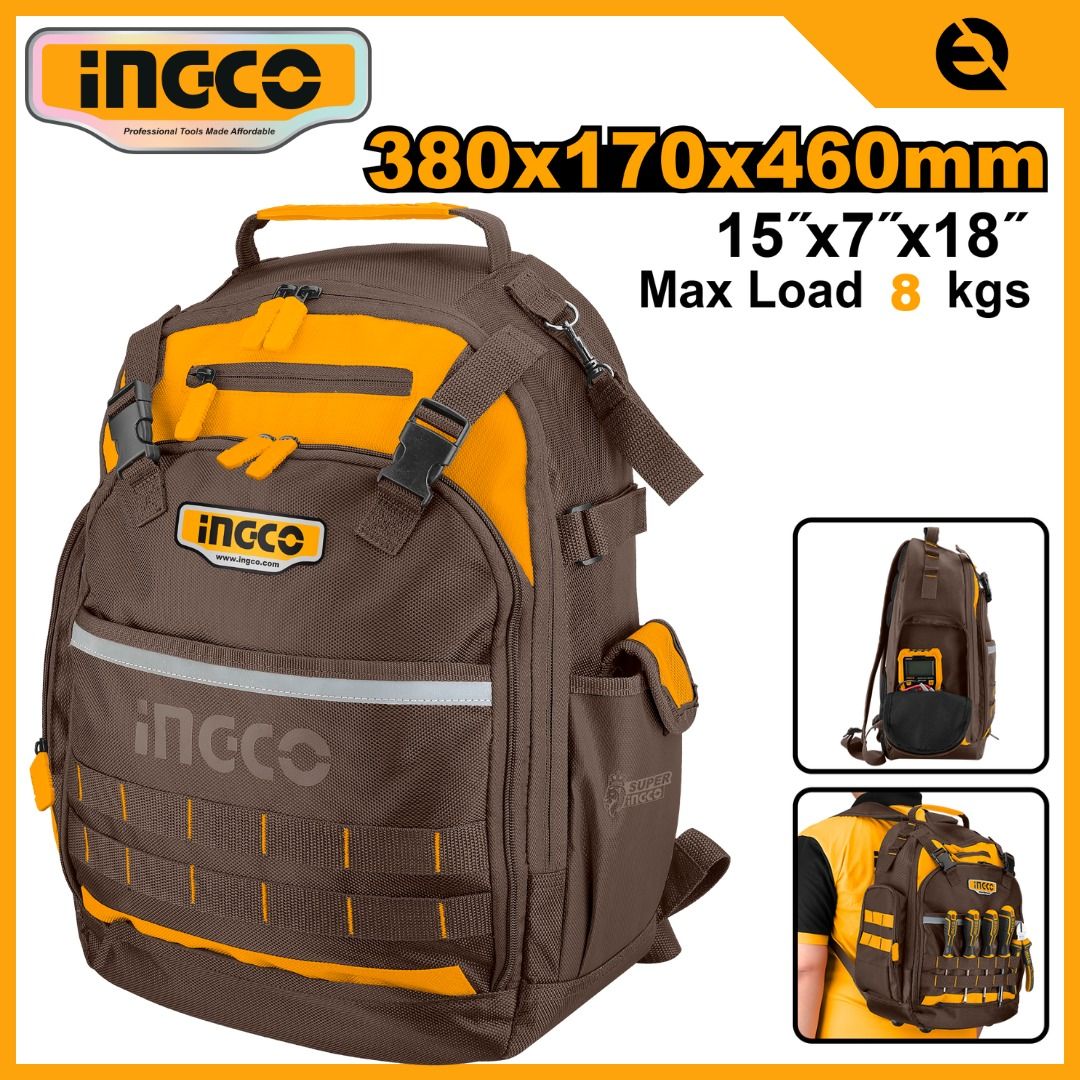 INGCO POLYESTER TOOL BACKPACK WITH EXTERNAL POCKETS HBP01028, Furniture ...