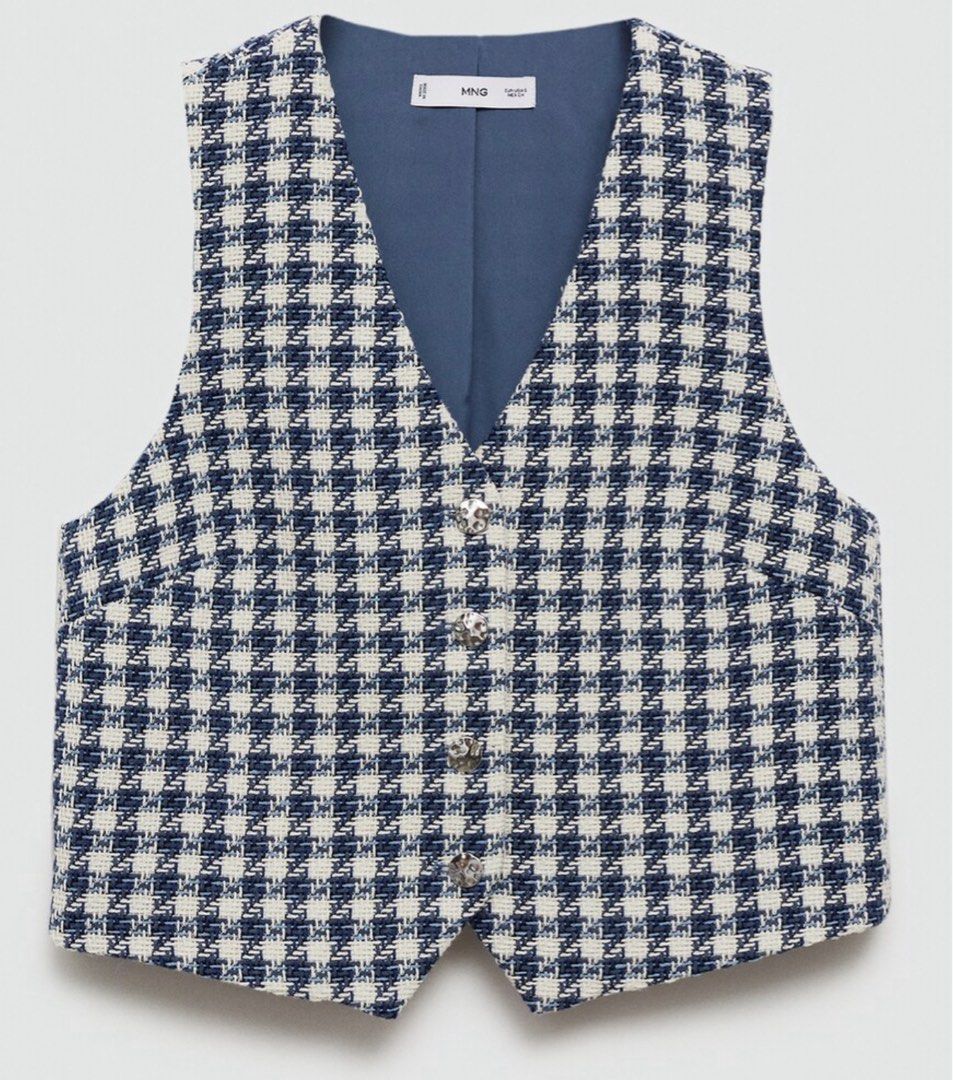 Mango Blue Tweed Vest Large Size (Category: Sleeveless) located in Manila. Submitted by everythingsale101 (Listing ID 1384556362, Image 3). Description: Large on tag Used once only; stored in closet RFS: change of mind Orig price: P2,999.