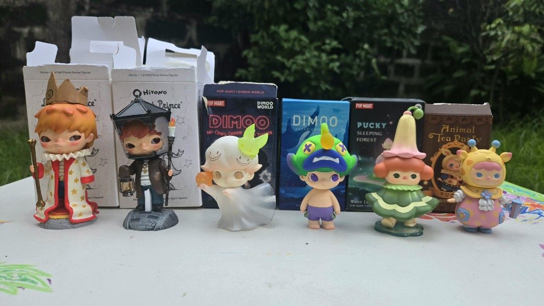 POPMART Hirono Dimoo Pucky (Category: Designer & Blind Box Toys) located in Quezon City. Submitted by vien_teepee (Listing ID 1384482621, Image 1). Description: Hi! Selling some of my kids' popmart. Complete inclusions such as box, foil, card... All were just displayed in an acrylic case. No issues! ✋🏻💯✨ RFS: Downsizing their collection. Slightly negotiable if you'll buy more than one! 🤩 PRICE: Hirono X Little Prince King - 500 Lamplighter - 4