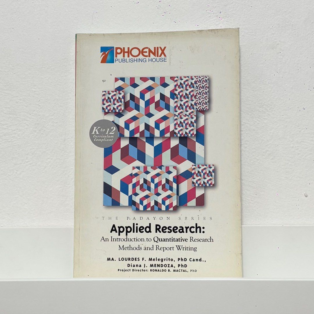 SHS Book: Applied Research - An Introduction to Quantitative Research Methods and Report Writing (Category: Textbooks) located in Manila. Submitted by riecart (Listing ID 1384491936, Image 1). Description: Condition: - Good as new - No highlights / writing marks Mode of Payment: - GCash - Maya - BPI Mode of Delivery: - Lalamove - Grab Padala - J&T Express - LBC Location: - Santa Cruz, Manila.
