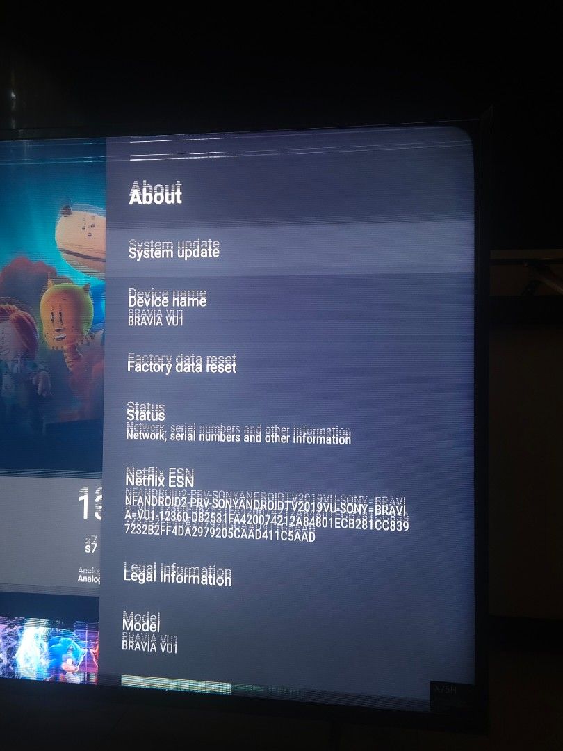 Sony Bravia 55" Android Smart TV (Category: TV) located in Muntinlupa City. Submitted by shanikoy (Listing ID 1384473062, Image 2). Description: Condition: • Defect: Screen has LED/display issues (see photos) • Working Components: All ports, built-in speakers, and functions are still working • Includes: Original Sony remote control Specifications: • Display Size: 55 inches (4K Ultra HD) • Operating System: Android TV (Version 11) • Build: RTT7.21