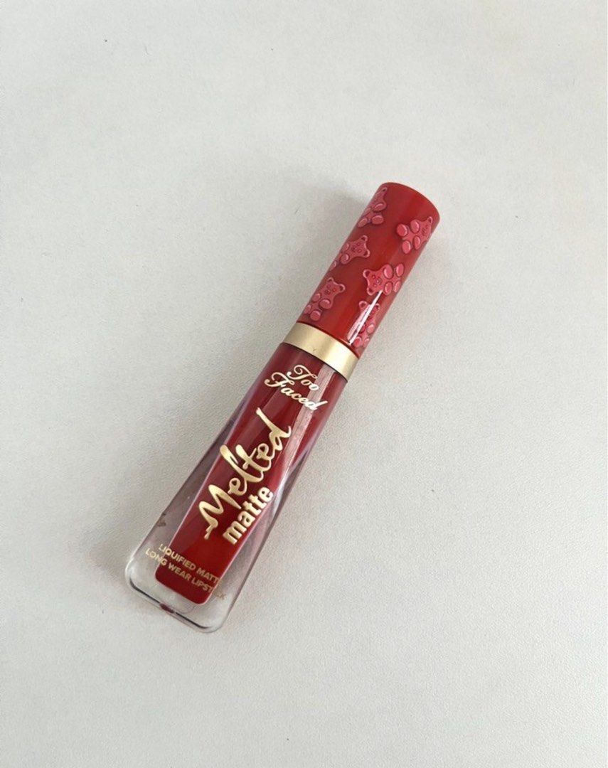 Too Faced Red Lipstick (Category: Makeup) located in Taguig. Submitted by hisandhers16 (Listing ID 1384631528, Image 1). Description: Too Faced Melted Matte lipstick in Cinnamon Bear. The perfect bold red does exist! See shade. Barely used. Retails for 1k plus. Selling low already. Im back from a long hiatus. Selling again unused and authentic items. Had a lot of hauls from travel and impulse buy, help a girl declutter 🩷 Please read 🩷 - authent