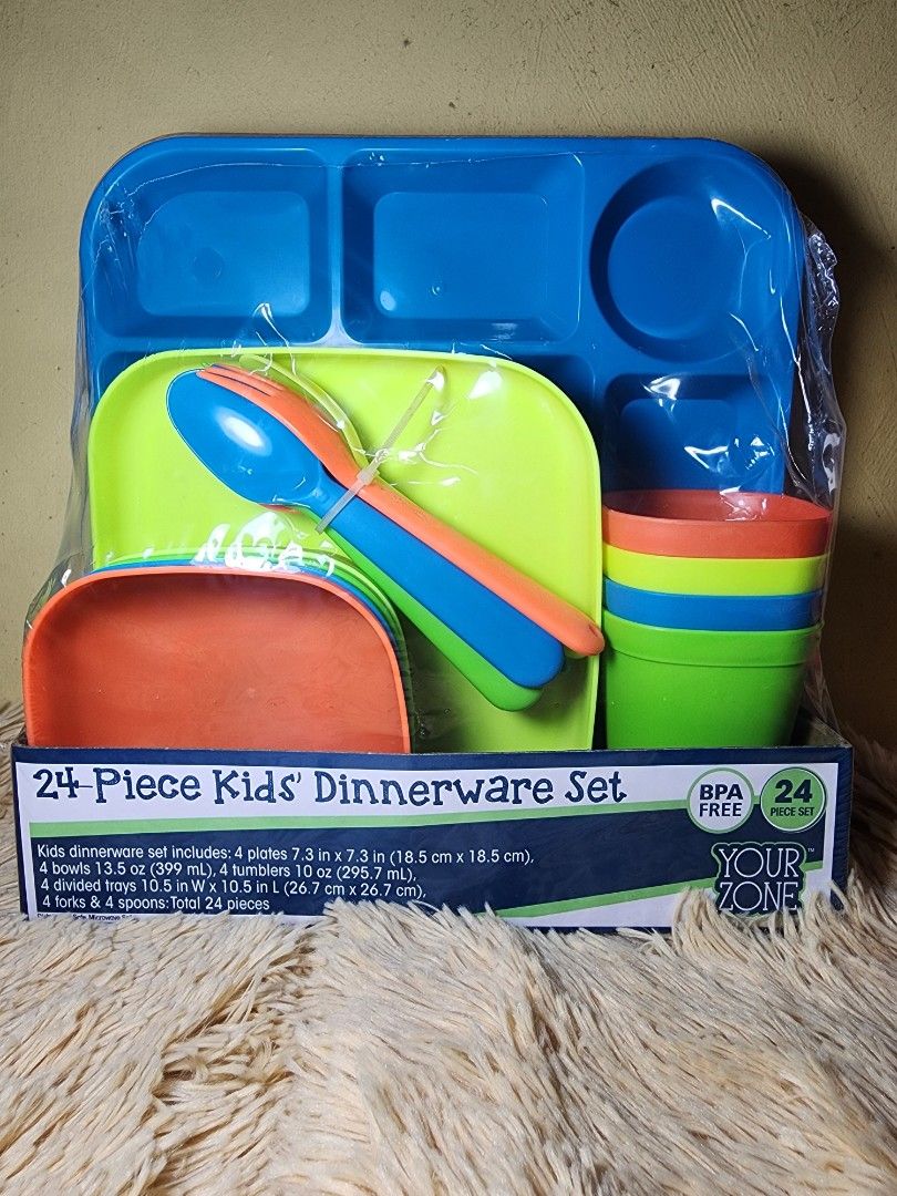 YZ 24pc Kids' Dinnerware set (Category: Weaning & Toddler Feeding) located in Antipolo. Submitted by eleinjoycesolis (Listing ID 1384628754, Image 1). Description: Buy 2 sets for Php 650 only.