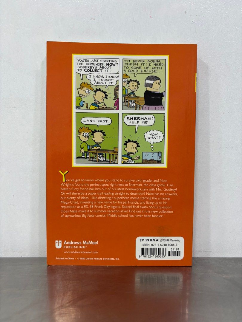 Big Nate The Gerbil Ate My Homework (Category: Children's Books) located in San Juan City. Submitted by dylanwastaken (Listing ID 1389695925, Image 2). Description: Big Nate The Gerbil Ate My Homework Preferred payment methods: Gcash, Cash, Maya, BPI, Bank Transfer Delivery: Grab, Lalamove, etc. (buyer shoulders shipping fee) (Cover has a little dirt but overall still in mint condition).