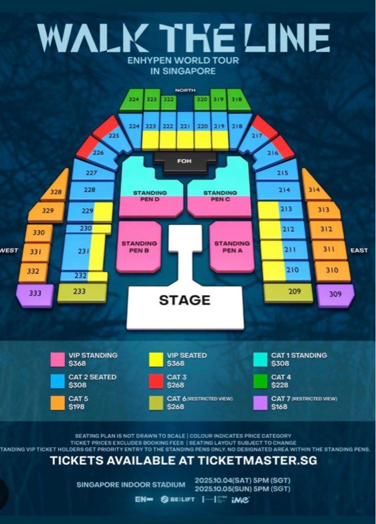 ENHYPEN WTL Tour 3 Oct Friday 2x Standing Pen D $300, Tickets
