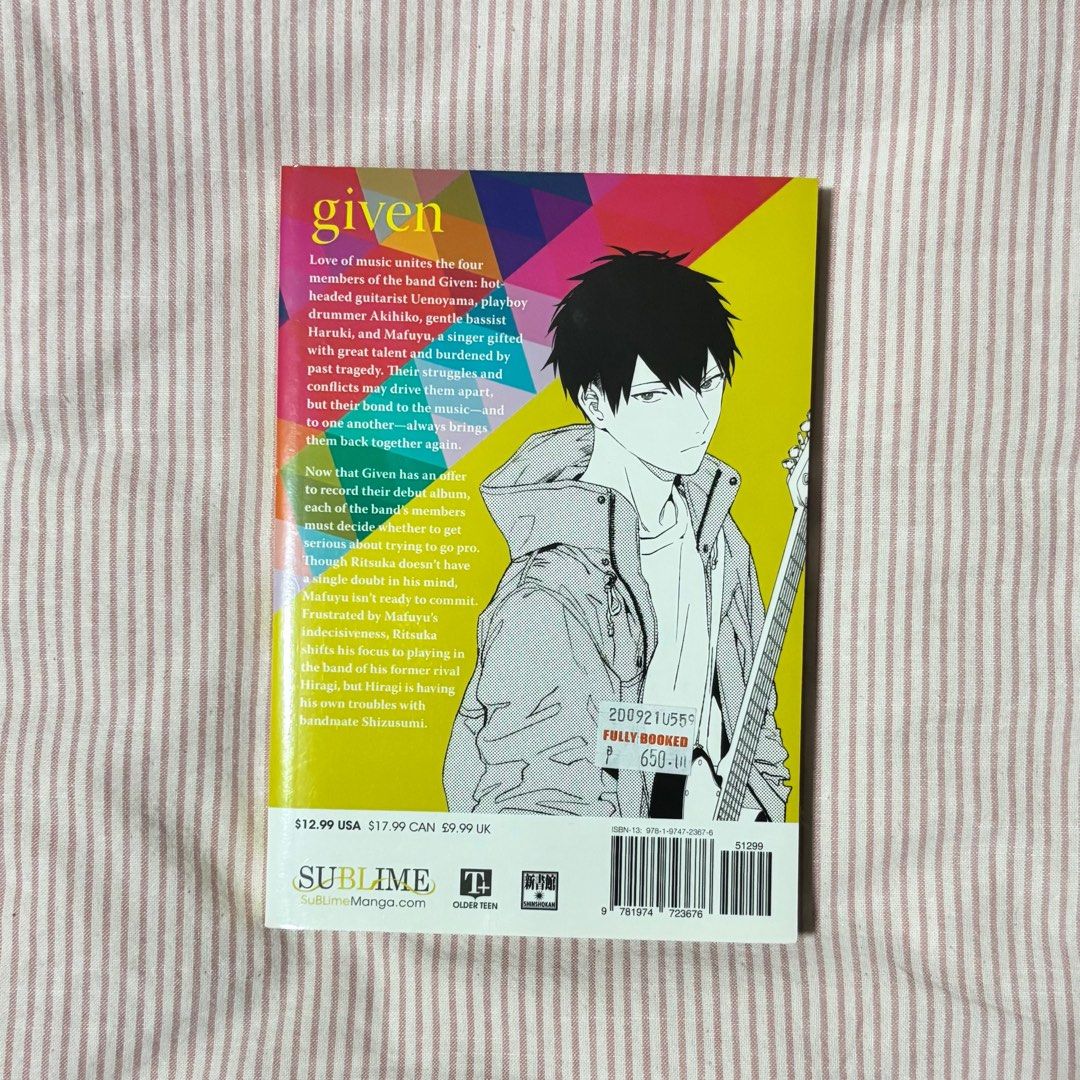 Given Volume 6 (Category: Storybooks) located in Quezon City. Submitted by nnaoi (Listing ID 1389827165, Image 2). Description: Given Volume 6 Unsealed From Fully Booked RFS: Don't plan on reading it anymore Gcash MOP.