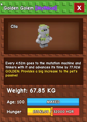 Grow a Garden Huge Golden Colem [Mythleal], Video Gaming, Gaming ...