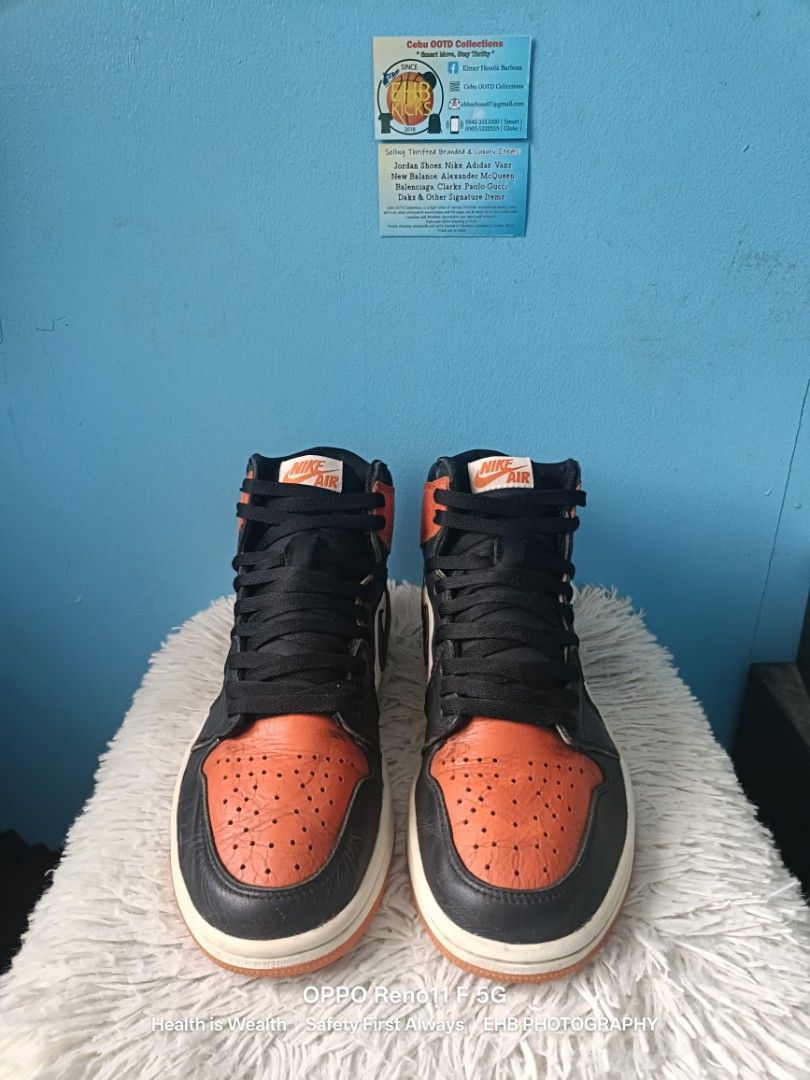 Jordan 1 Retro High OG Scattered Backboard (Category: Sneakers & Footwear) located in Lapu Lapu. Submitted by ehb4283ootd (Listing ID 1389794114, Image 2). Description: ✓ Size US 9 ✓ Used but not abused ✓ Expect minimal dirt on the surface due to usage. ✓ Very good condition. ✓ Proven shipping nationwide. ✓ MOP through Gcash payment..