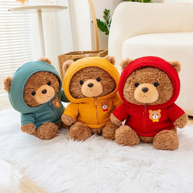 Jumper Teddy Bear With Hoodie Plush Toy Bear Cuddle Cloth Stuffed