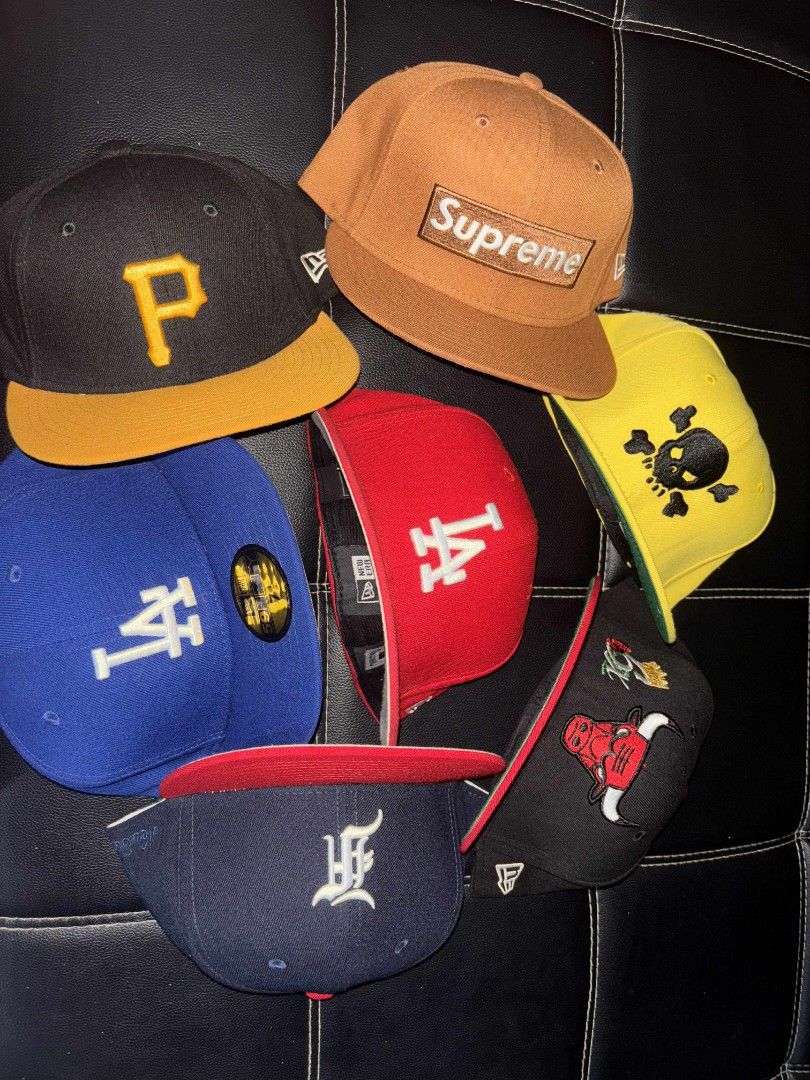 MLB NEW ERA CLOSE CAP (Category: Caps & Hats) located in Cavite. Submitted by lagom.thrifts (Listing ID 1389784607, Image 3). Description: Supreme (Brown) - 7 1/8 ₱550 (SOLD) Supreme (Yellow) - 7 1/8 ₱550 (SOLD) Steelers - 7 1/2 ₱400 (SOLD) Dodgers (Blue) - 7 1/2₱550 FoG - 7 1/2 ₱550 Bulls - 7 3/8 ₱400 (SOLD) Dodgers (Red) - 7 3/8 ₱550.