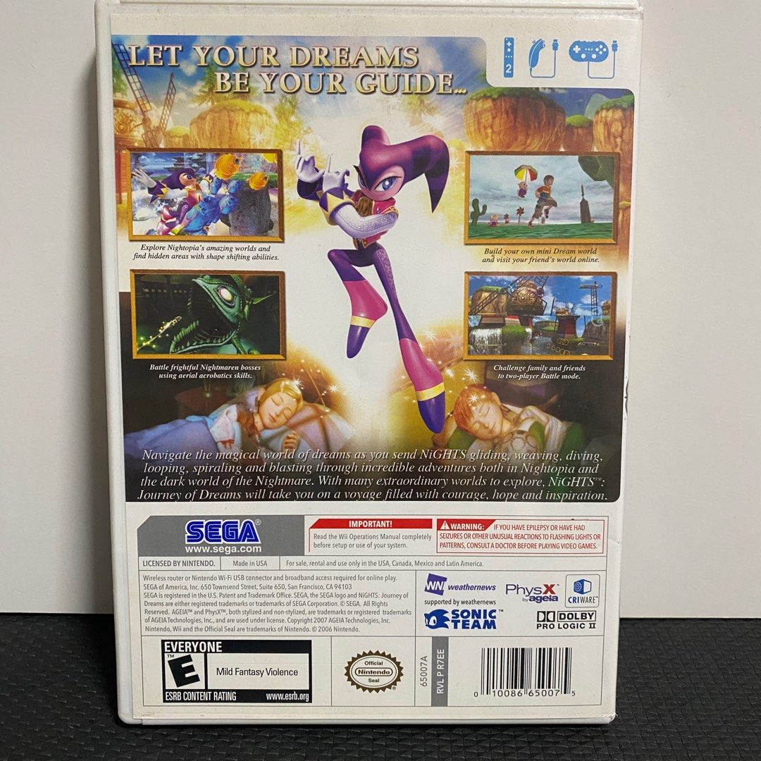 Nintendo Wii Game NIghts Journey into Dreams, Video Gaming, Video