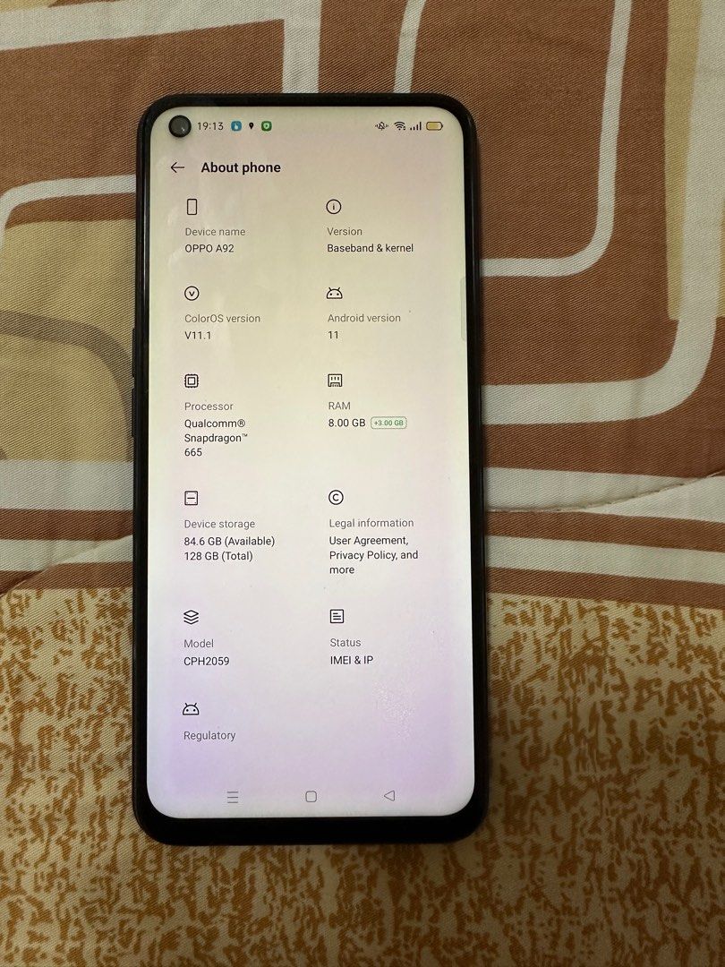 Oppo A92 (Category: OPPO) located in Santa Rosa. Submitted by remini88 (Listing ID 1389798271, Image 2). Description: RAM: 8GB + 3GB Storage: 128GB Color: Twilight Black No issue ORP: 15,990.00 Issues: few scratches on LED stains at back .