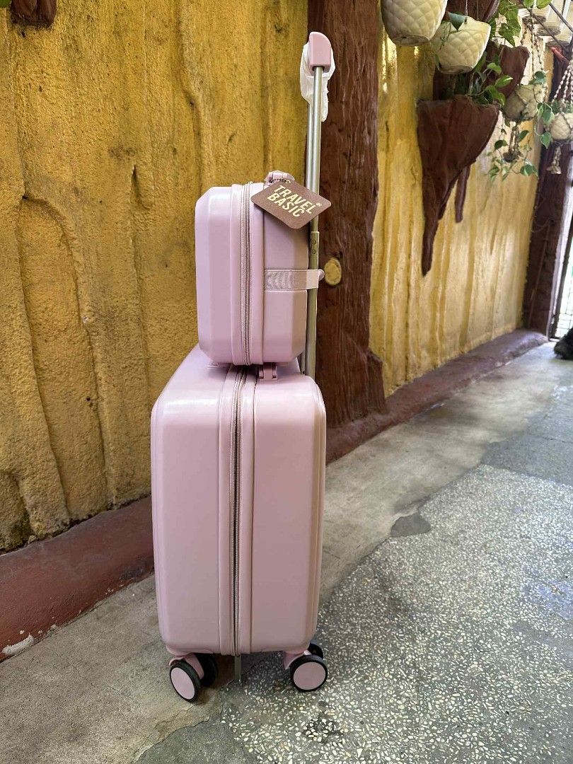 Travel Basic hand carry luggage light pink (Category: Luggage) located in Manila. Submitted by geastoystoreatbp (Listing ID 1389706322, Image 3). Description: brand new TSA LOCK double wheel.