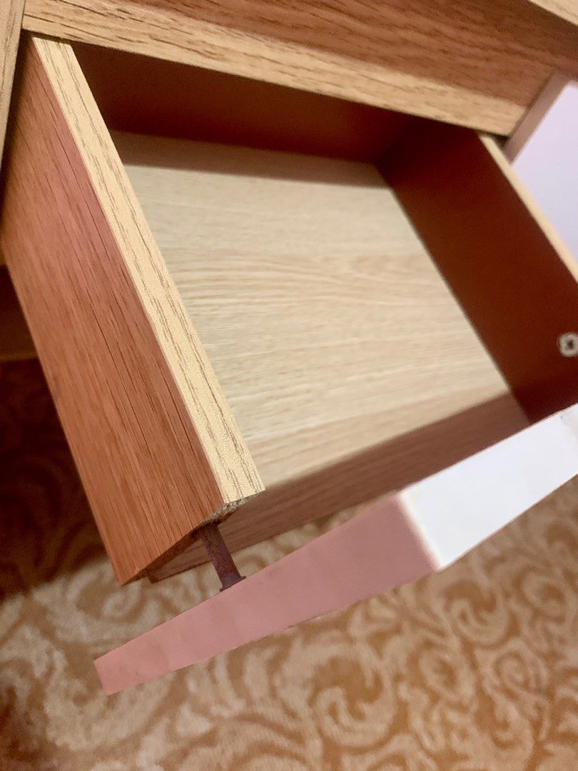 wooden study table / office desk (Category: Tables & Sets) located in Bacoor. Submitted by 116bns (Listing ID 1389819354, Image 2). Description: measurement: 60x40161cm has a minor issue (see photo for reference) mop: gotyme or maribank for pick up only location: molino 3, bacoor, cavite (near sm molino).