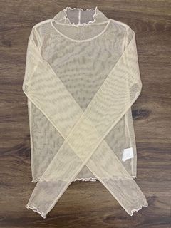 淡粉色微金線網紗長袖上衣64245519756802110