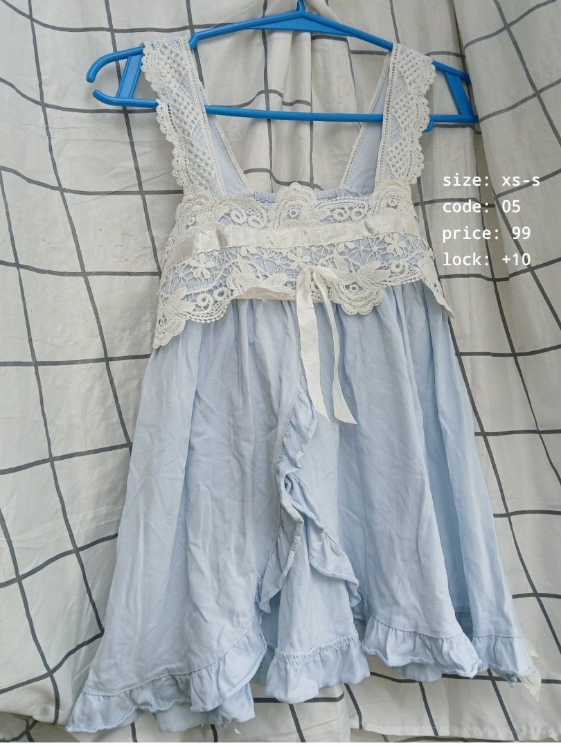 Blue Sleeveless Coquette (Category: Sleeveless) located in Manila. Submitted by cheriestyles (Listing ID 1389886386, Image 1). Description: ₊˚⊹ 🌹 🍒 ꒱ ★ ! SALE ! · BRANDNEW & THRIFTED˙ 희 — 🎧 ! ALL NO ISSUES & HIGH QUALITY !.