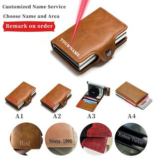 Carbon Fiber Credit Card Holder Men Double Card Holder Wallet Protective Case Name Engraving Wallet Metal Business Simple Purse64204044881025110
