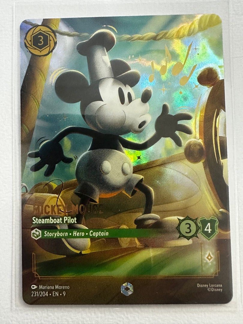 steamboat willie lorcana card Disney TCG: Rise of the Floodborn Neoprene Mat variation to centering I PULLED: $16,000 STEAMBOAT WILLIE