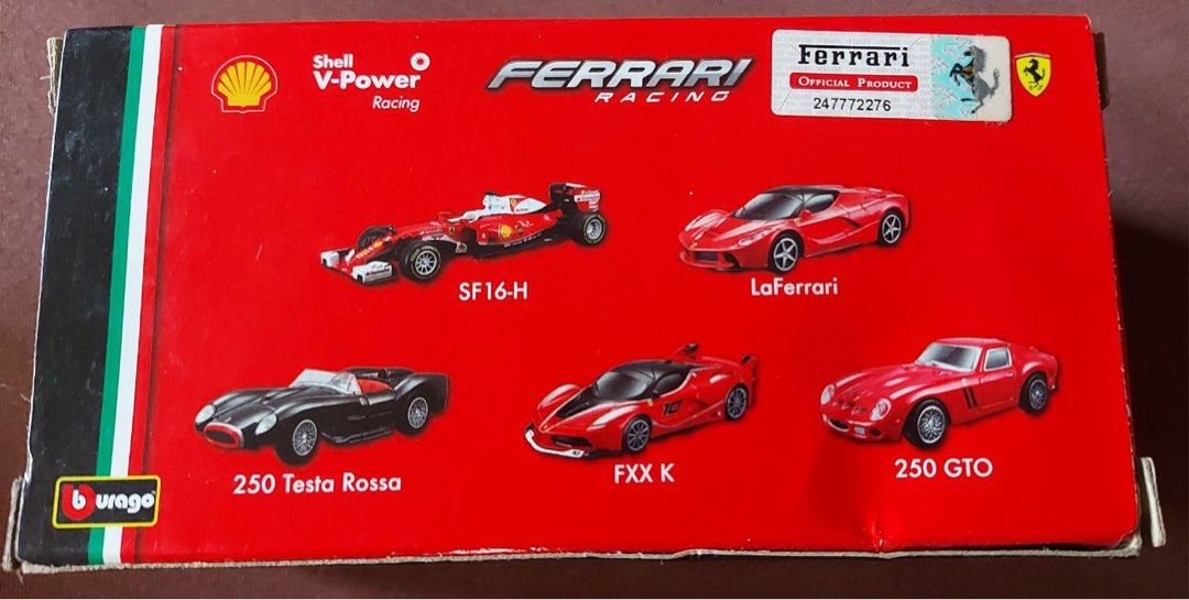 Ferrari Racing Shell Toy (Category: Vehicle & Diecast Models) located in Bulacan. Submitted by ady.ap (Listing ID 1389878287, Image 2). Description: Ferrari Racing Shell Toy - sold as set - SF16-H - LaFerrari - 250 Testa Rossa - FXX K - 250 GTO pm for more details/pictures .