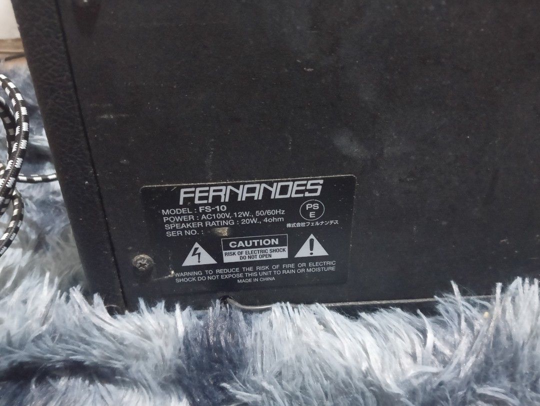 Guitar Amplifier (Fernandes FS-10) (Category: Soundbars, Speakers & Amplifiers) located in Santa Cruz. Submitted by jaysanjuan (Listing ID 1389894227, Image 3). Description: Guitar AMP Fernandes Model: FS-10 Power: AC100V, 12W., 50/60Hz Speaker Rating: 20W., 4ohm From japan. Reason for selling: Declutter Can do meet up around Laguna. Shipping pag mas malayo..