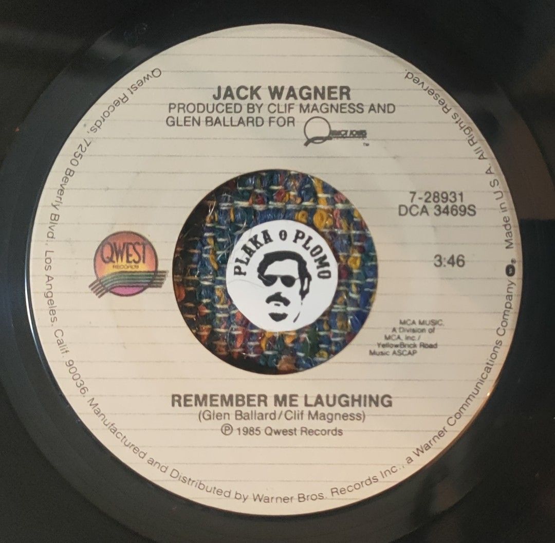 Jack Wagner - Too Young 7" Vinyl Record (Category: Vinyls) located in Quezon City. Submitted by plaka.o.plomo (Listing ID 1389918091, Image 3). Description: Artist(s) : Jack Wagner Song(s) : Too Young / Remember Me Laughing Year : 1985 Media : VG+ Color : Black Sleeve : Generic Company Sleeve No. : 1x Vinyl Size : 7" RPM : 45 Country : US Catalog No. : 7-28931 Tracklist : - Side A 1. Too Young 4:07 - Side B 1. Remember Me Laughing 3:46 Notes : Cl