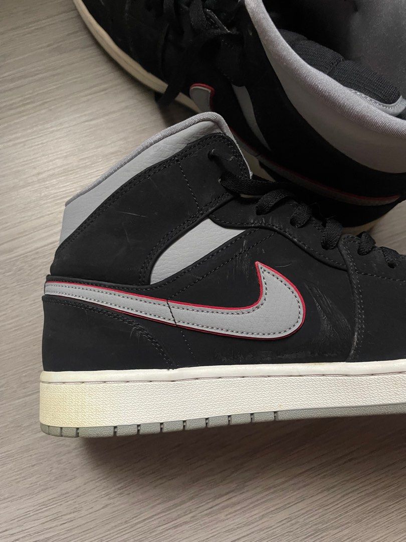 jordan 1 mid black particle grey gym red (Category: Sneakers) located in Paranaque City. Submitted by thriftcs (Listing ID 1389870013, Image 3). Description: jordan 1 mid black particle grey gym red size: us 12 eur 46 needs cleaning since nagy-yellow na no box included .