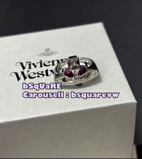 (只有M碼) 2024春夏 Vivienne Westwood NEW DIAMANTE HEART Ring 925銀 水鑽 紫紅色愛心 心心 土星 LOGO 戒指 介子 指環 (保証正貨及全新) 專櫃已售罄👋🏻64200587511553110