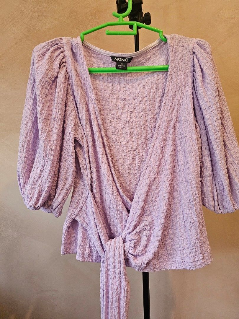 Monki Purple Front Tie Top (Category: Blouses) located in Amadeo. Submitted by _cgbb (Listing ID 1389877507, Image 1). Description: XS on tag fits S-M used once.