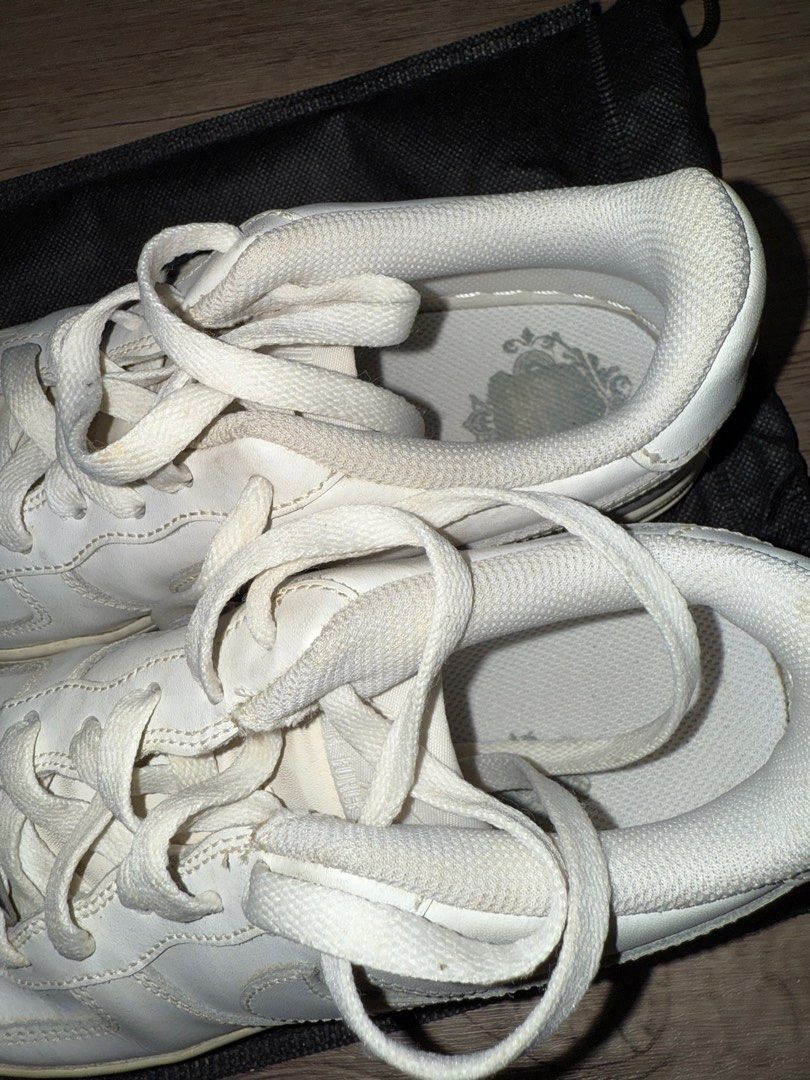 Nike Air Force White Shoes Sz 37 (Category: Sneakers) located in Binan City. Submitted by jayms_closet (Listing ID 1389972246, Image 3). Description: - Nike Air Force Kids' size/version but fits size 36-37 womens, 23.5cm, US 5Y - Old shoes but rarely used - Has yellowing but this can still def be cleaned when rehab-ed - No more box - Don't use it anymore Payment first before shipping. MOP: GCash, BDO, or BPI only Shipping: DF c/o buyer and shall 
