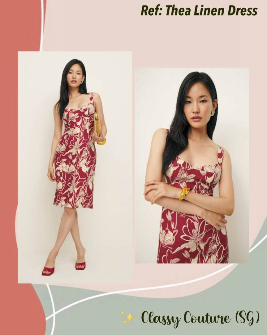 Reformation Thea Linen Midi Dress, Women's Fashion, Dresses & Sets, Dresses  on Carousell