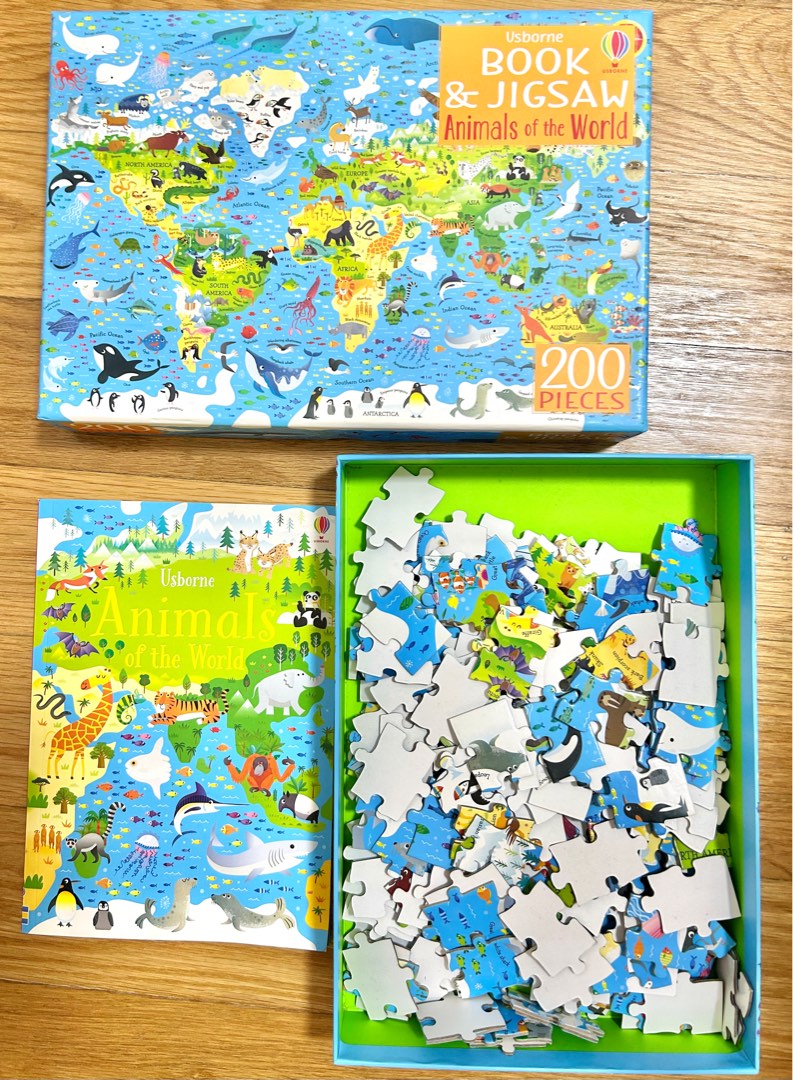 Usborne Animals of the World Book & Jigsaw Puzzle, Hobbies & Toys, Toys ...