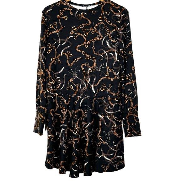 Zara ruffled black chain dress (Category: Dresses) located in Pasuquin. Submitted by licashop.ph (Listing ID 1389889398, Image 3). Description: Small on tag can fit up to medium size very like new!! free sf.